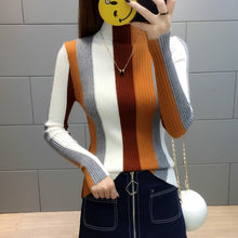 Load image into Gallery viewer, Neploe Stripe Sweater Contrast Color Knitted Pullover 2018 Long Sleeve Turtleneck Knitwear Fashion Slim Woman Jumper 34381
